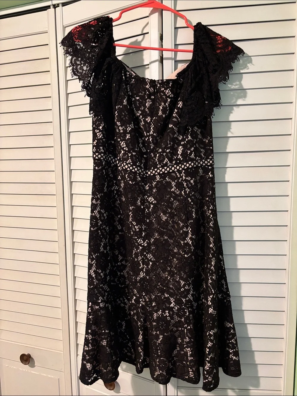 J. Crew Black Lace Midi Dress with Flutter Cap Sleeves